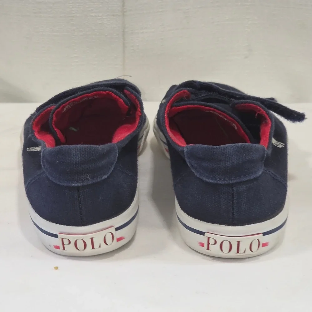 Polo Ralph Lauren Kids Slater EZ‎ Navy Blue Canvas Sneakers Size 11.5